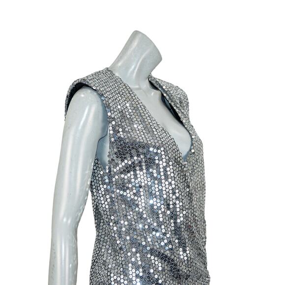 ZARA Women's Silver Sequin Draped Dress size Small NWOT - Picture 10 of 11